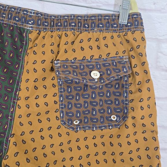 F J.Crew Multi Color Paisley Print 6" Stretch Swim Trunk Board Shorts Size L - Picture 6 of 9